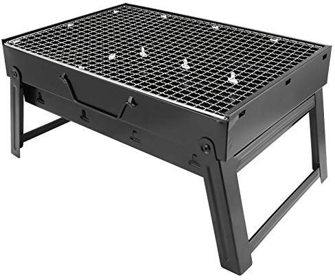 PenRux Barbacoa de carbón, Parrilla de carbón portátil y Ligera, Red para Asar Alimentos, 4 Patas de Soporte Plegables, ahumador de Acero Inoxidable de sobremesa, Utensilios de Barbacoa