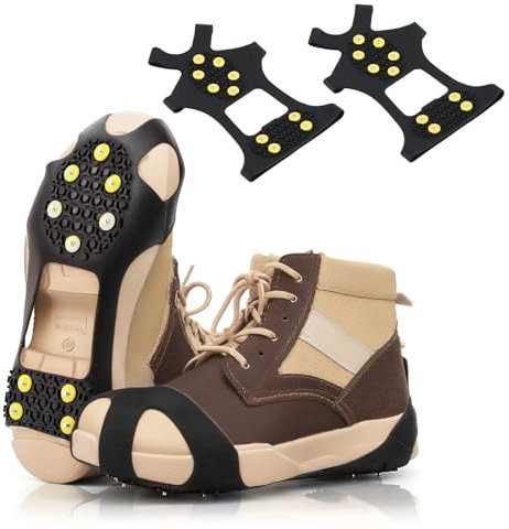 Schuhspikes, Schuhkrallen, rutschfeste Eisspikes für Laufen, Schuh Spikes für Bergschuhe, mit 10 Noppen, Grödel Eisspikes für Schuhe und Stiefel, Schnee-und Eiswanderungen (M(EU36-38))