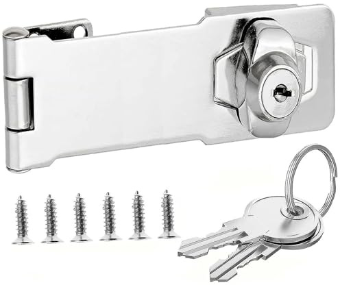 Litensh Lucchetto a serratura, Serratura a Chiave, Lucchetto Hasp, Chiusure Hasp, chiavistello, chiavistello, serratura per porte, Cassetto Armadio Serrature Hasp (4 Inch)