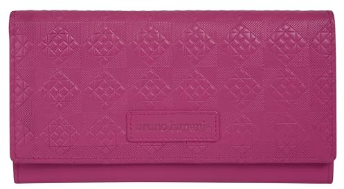 bruno banani große Geldbörse im Querformat Echt Leder Damen Doppelter Druckknopf, 13 Kartenfächer, Leichtes Rindleder pink 022054