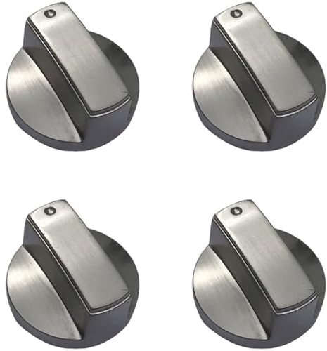 RSYHVG 4 Pcs 6MM Gas Hob Knobs Silver Cooker Hob Knobs Universal Gas Stove Knobs Metal Gas Hob Switch for Kitchen Cooker Gas Stove Oven Cooktop