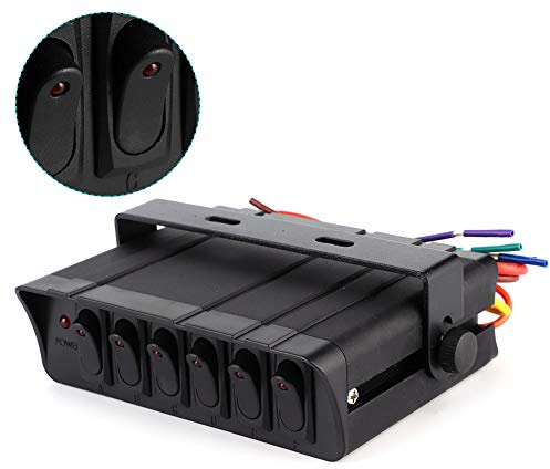 6 Gang Rött Ljus Omkopplare Vippströmbrytare Auto Växla Panel Båt Universal Vippbrytare för 12-24V Bilhusbil Marine Yacht