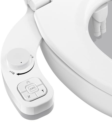 Vantency Bidet Toilette WC non électrique - Toilette Japonaise -Deux Buses ables Autonettoyantes - Conception à Boutons - Facile à utiliser (blanc)