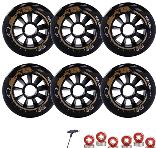 ANWEALTH 6er Pack 8er Pack Pro Inline Skate Ersatzrollen 110 mm 100 mm 90 mm 85A Inline Speed Skate Rollen mit Lagern erhöhte Geschwindigkeit und Griffigkeit (100 mm 6)