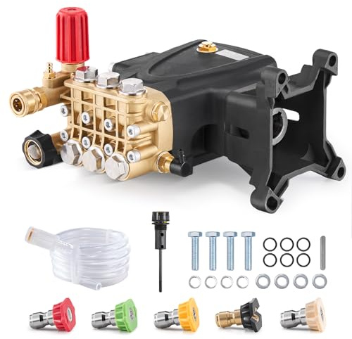 VEVOR Högtryckstvättpump, horisontell triplex kolv, 25,4 mm, 4 000 PSI, 4,0 GPM, ersättningspumpsats med 5 munstycken, för Simpson MorFlex 40224, 40225, 40226, Santopren