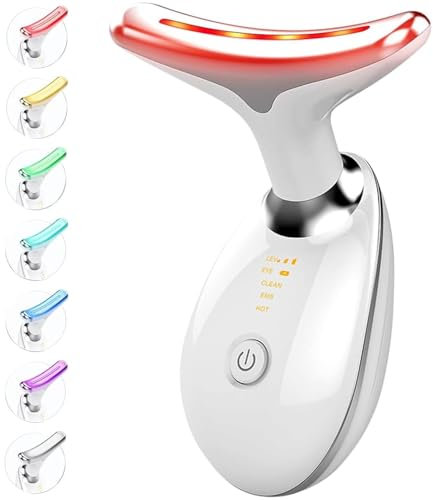 Massaggiatore Viso Elettrico Antirughe Lifting con 7 LED,45°C Massaggio Viso EMS Con 3 Modalità,per il sollevamento e il rafforzamento anti-età,trumento di bellezza portatile per la cura della pelle