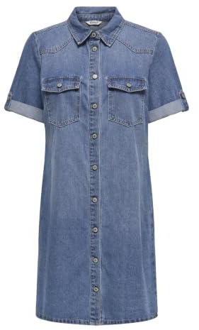 ONLY Dam jeansklänning ONLLISA kort klänning, Mellanblå denim, XL