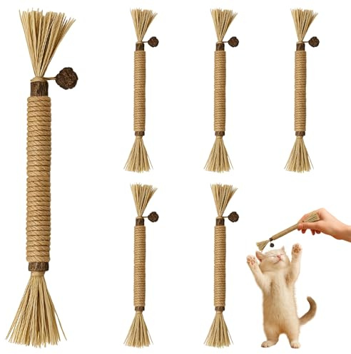 DmDoyy 6 Pièces Bâtonnets Herbe à Chat, Bâtons à Mâcher, Soin Dentaire Naturel pour Grincer des Dents Baton