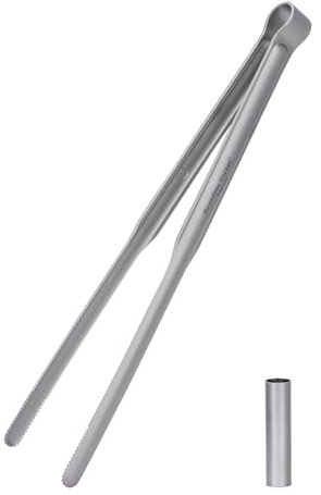 iBasingo Titanium BBQ Kitchen Tongs Ultralight Heat-Resistant & Rustproof Grilling Serving Tongs Utensil with Retaining Ring Durable Portable Tableware for Camping Hiking Outdoor Cooking Ti1014T