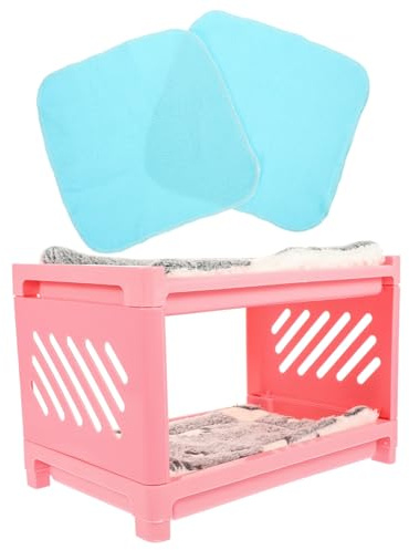 UPKOCH Lit Domestique en Plastique Multifonction pour Petits Animaux, Lit Amovible Double Couche, Rose Fuchsia, pour Cage Hamster, Lapin, Chinchilla, Fournitures pour Rongeurs