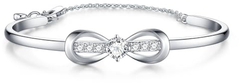 Lyniuoy Plaqué or blanc 18 Carats nœud d'amour Infini Bracelet Femme, Bijoux Femme, Romantique Cadeau Femme-Idées Uniques pour Anniversaire, Fête des Mères, Saint-Valentin, Noël
