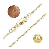 Adramata Collier Argent 925 Femme 1.2MM Fine Longue Chaine Argent/Plaqué Or 14K Femme Colliers pour Femmes Hommes Chaine Collier sans Pendentif Bijoux Cadeaux 41/51/56/61/66CM