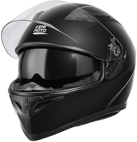 KEMIMOTO Casco Moto Integrale, Casco Moto Integrale Omologato ECE con Doppia Visiera per Uomo Donna