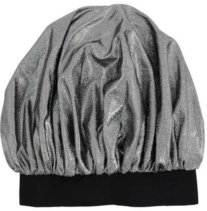 Lurrose Bonnet de Satin Large Élastique Noir Taille L, Bonnet de Nuit en Satin pour Protection Cheveux Bouclés, Bandeau Doux pour Bain, Spa et Soins Capillaires Nocturnes