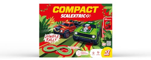 SCALEXTRIC - Circuito Compact - Pista de Carreras Completa - Coches y mandos Incluidos - Escala 1:43 (Jungle Rally Scalextric Pista) - A Pilas