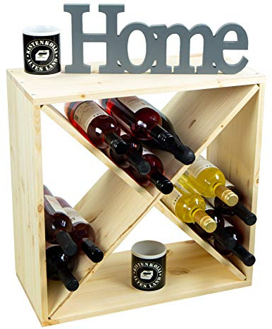 Kistenkolli Altes Land grosses Weinregal in DREI Ausführungen für bis zu 25 Flaschen 52 x 25 x 52 cm Wein-Regal | Flaschenregal Weinschrank (grosses Weinregal Natur X 52x52cm)