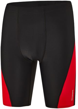 DEVOROPA Boys' Swim Jammers Youth Competitive Swim Team Suit Quick Dry Athletic Swimming Shorts UPF 50+ Black/Red M