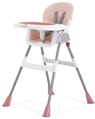 Dream On Me TableTalk 2-in-1 High Chair for Baby & Toddler – Convertible High Chair to Junior Chair, Removable Padded Seat, Dual Dishwasher-Safe Trays, Styrdy Steel Frame, Quick Folding Design – Pink