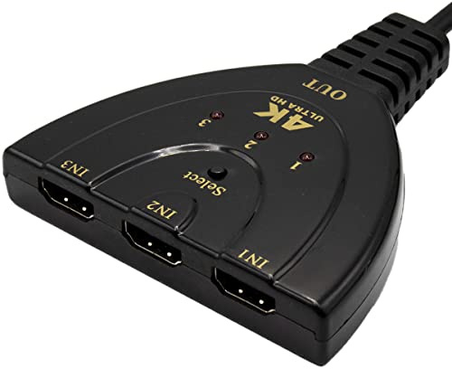 MMOBIEL HDMI Switch Splitter - 4K HDMI Switch Splitter - 3 en 1 omkopplare kompatibel med Apple TV, Switch, PS4, X-Box, HDTV, Laptop, PC, Spelkonsoler med mera - Splitter, Pigtail Cable