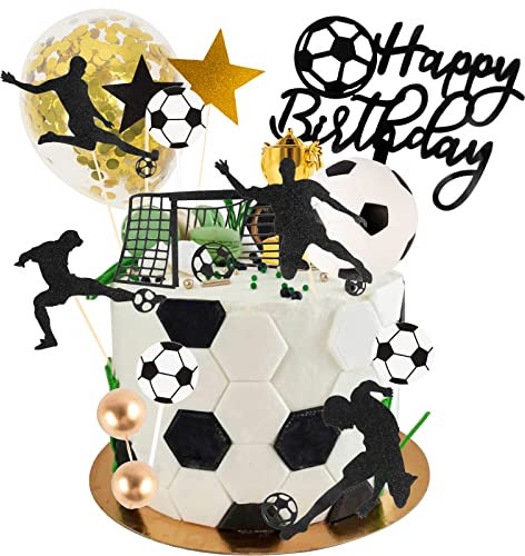 34 STK Fussball Tortendeko, Fußball Geburtstagstorte Dekoration, Fussball Deko Torte Kuchendeko, für Fußball-Partydekorationen Sportparty-Dekorationen