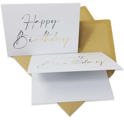 Bear and Bee 2 x Karte zum Geburtstag mit Happy Birthday auf der Vorderseite und einem kraftbraunen Umschlag aus Recyclingpapier (2 x Happy Birthday)