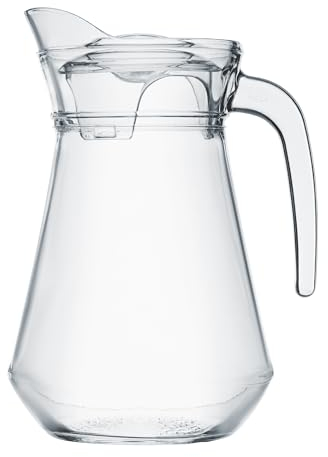 Domotti Glaskrug mit Henkel 1,3 l Delight Wasserkrug Transparent Spülmaschinenfest 1 Stück