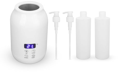Massageöl Wärmer Gerät, Led-Anzeige Touch-Steuerung Massageöl-Flaschenwärmer, Temperatureinstellung ätherisches ÖL-Heizgerät, mit Zwei Ölflaschenspender, für Lotionen, Öle, Cremes etc, 110–240v (EU)