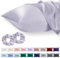 Vielit 2 Pack Satin Pillowcase for Hair and Skin Cooling,Soft as Silk Pillowcase for Hair and Skin,Easier Care than Silk Pillow Case Purple 50x75cm Gifts for Women Envelope & 2 Scrunchies