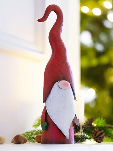 Dekoleidenschaft Dekofigur Wichtel aus Metall, rot, 31 cm hoch, Weihnachtswichtel, Weihnachtsmann, Weihnachtsdeko