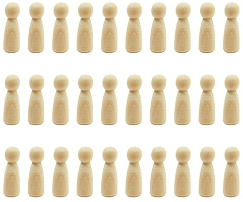 Wriligel 30 Pcs Wooden Peg Dolls 6.6×2.4 cm, DIY Wooden People Figures, Girl Style Miniature Dolls for Painting Craft Decoration Birthday Arts and Crafts for Kids and Adults