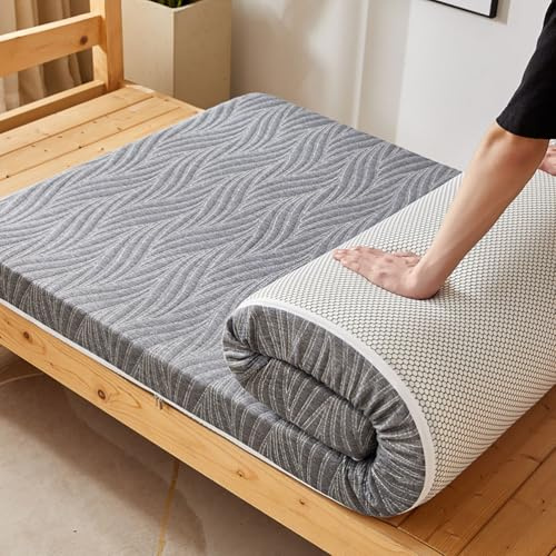Genérico Colchón Enrollable para Camping de 5/8 Cm de Grosor, Colchón Futón Espuma Viscoelástica Colchón para el Suelo Cama de Coche y Sofá Uso en Interiores y Exteriores,Gray8cm,120 * 190cm