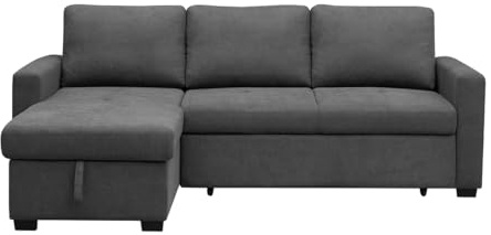 Acomoda Textil - Sofá Chaise Longue Convertible en Cama con Arcón de Almacenaje. Estructura de Madera, Asientos Acolchados y Tapizado Resistente Moderno para Salón y Hogar. (Paton, Gris)