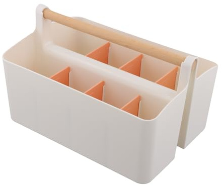 Astralong Portaoggetti Bianco Multiuso, Cestino Portaoggetti Organizer Bagno, Organizer da Scrivania con Divisori Rimovibili per Scrivania, Cucina, Camera da Letto e Cosmetici