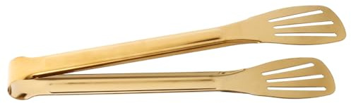 CLISPEED Pinzas de Acero Inoxidable Gruesas para Servir Comida Multifuncionales para Barbacoa Pan Pasteles y Carnes Pinzas de Cocina Precisas y Resistentes Color Dorado Elegante