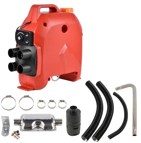 Calefacción de estacionamiento - Calentador de aire de 5 kW 12 V/24 V, silenciador de tanque automático con filtro de aire de manguera de ventilación | Para camiones, autobuses, autocaravanas, barcos