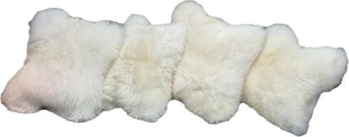 FURRYMAN Cuscino in pelliccia di agnello, bianco, 40 x 40 cm, double face, in vera pelliccia e pelle liscia bianca, con chiusura lampo, stile Boho & Modern Style Premium