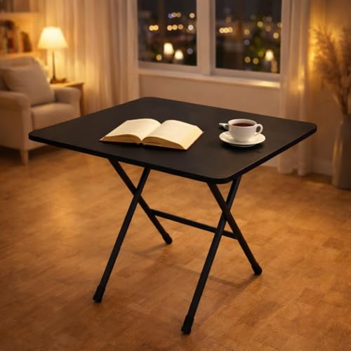 sexaoalx Foldable MDF Dinner Table Square, Space-Saving Folding Table, Waterproof and Moisture-Proof, 4 Persons, Ideal for Home,Office,Study,Home Improvement