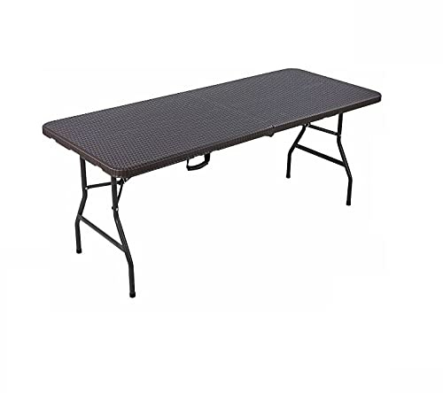 6FT Folding Table Trestle Bench Camping Picnic BBQ Party Garden Heavy Duty Rattan Effect Beer Bench HYGRAD® (1x 6Ft Table)