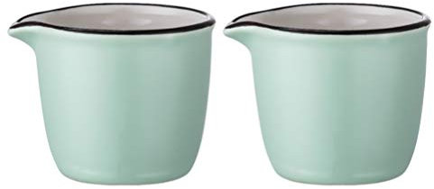 Lurrose 2pcs Small Ceramic Milk Jug Green, Coffee Cream Sauce Cup Mini Dessert Cups Gravy Boat for Coffee Shop and Home