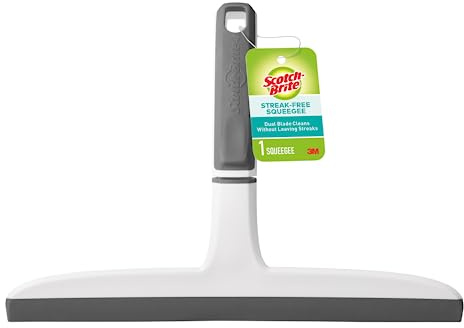 Scotch-Brite, All-Purpose 10 Inch Dual Blade Streak-Free Squeegee, Safe on Mirrors, Glass Shower Doors, Windows, Sinks and More