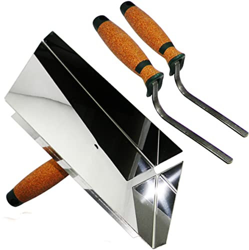 Fugblech Edelstahl 245 x 155mm Verfugungsblech Fugenhilfe Keramikfliesen Klinker + Fugenkellen 8mm, 10mm Korkgriff Kohlenstoffstahl CT04