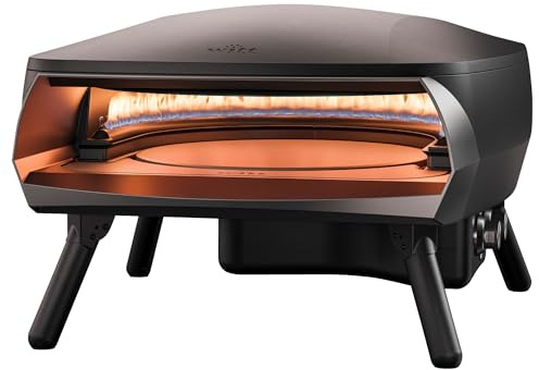 WITT Pizzaofen WITT Äthna Drehbarer Gasofen für neapolitanische Pizza und Backblech, Lasagne Stein Drehbar Automatisch (Schwarz)
