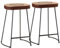 vidaXL Dark Brown Bar Stools - Metal Frame with Leather/Canvas Upholstery, 41x29x62 cm, Retro Design, Padded for Comfort, Set of 2