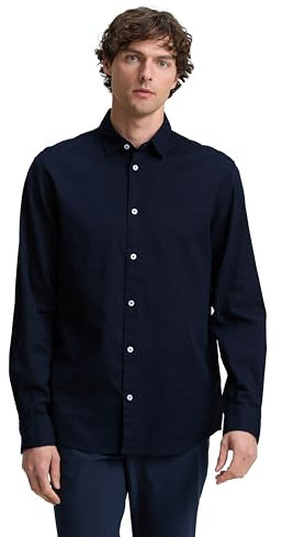 TOM TAILOR Basic T-Shirt mit Logo-Stickerei, Mystical Blue, S