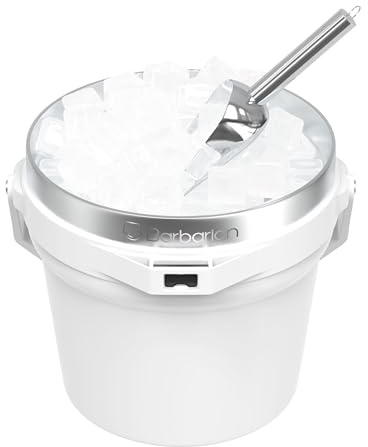 Barbarian Seau à glace isotherme à double paroi avec couvercle, capacité de 7 litres, pelle à glace et décapsuleur intégré, blanc