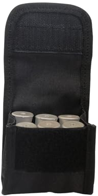 12GA 6-Schuss Schrotflinten Patronentasche Taktische Patronenetui Patronentasche Molle-Schrotpatronentasche Patronenhülsenhalter Tasche Munitionstragetasche für Outdoor-Aktivitäten und Jagd, Schwarz