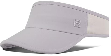 GADIEMKENSD Sonnenvisiere Sportkappe für Unisex Golfhut Leicht Atmungsaktiv Mesh UV-Schutz Pferdeschwanz Kurzer Schirm Verstellbare Strandvisiere Sonnenschutzkappen für Laufen Tennis Hellgrau