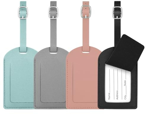 flintronic Etiquetas de Equipaje, 4PCS Etiquetas de Equipaje, Etiquetas de Identificación de Maleta, Etiquetas de Maletas de Equipaje, para Evitar la Pérdida de Bolsas y Maletas