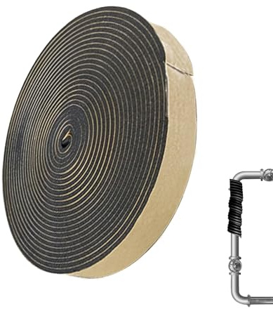 Dulynva 1 Rotolo 10m Nastro per Tubi Condizionatore Nastro Adesivo in Schiuma nastro Isolante sigillante Autoadesivo Nera per Isolamento di porte e Finestre (50 mm X 5 mm X 10 m)