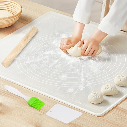 Tapete de Silicona para Hornear, 70 x 50 cm Tapete Silicona Horno con Medida del Tamaño, Antiadherente Alfombrilla Hornear Reutilizable Baking Mat para Pasta, Pizza, Torta, Galletas, Pan, Fondant